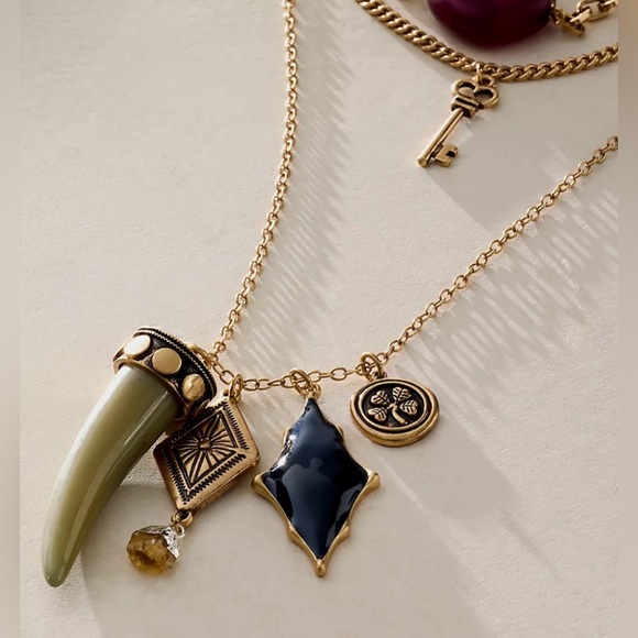 Free People Jewelry - Free People Zella Layer Necklace Gold and Black Pendant